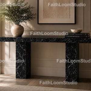 Luxury Spider Black Marble Console Table, Modern Stone Spider Black Console Table, Luxury Spider Black   stone Marble Console Table