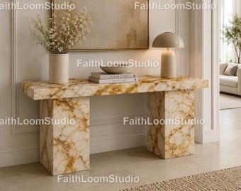 Luxury Honey Onyx Console Table, Modern Stone Honey Onyx Marble Console Table Modern Honey Onyx Marble Console Table, Luxury Stone