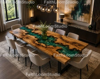 Luxury Emerald Green Epoxy River Dining Table Luxury Green River Dining Table Green Epoxy River Luxury Live Edge Epoxy River Dining Table