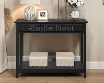 Slim Console Table with Drawer, Entryway Furniture with Bottom Shelf, Narrow Long Sofa Table for Living Room, Hallway, Foyer
