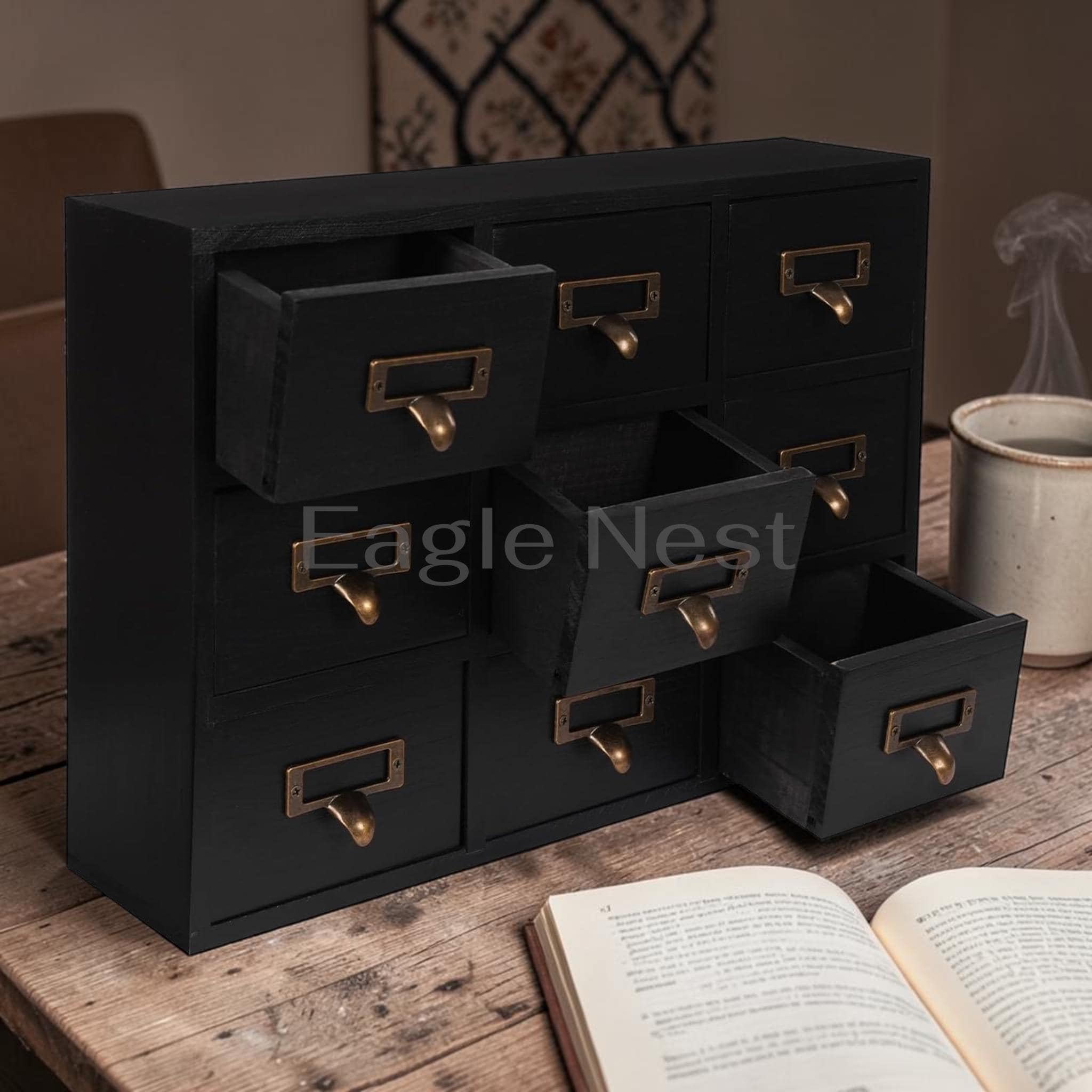 Apothecary Cabinet, Vintage Desktop Organizer With Metal Handles, Label ...