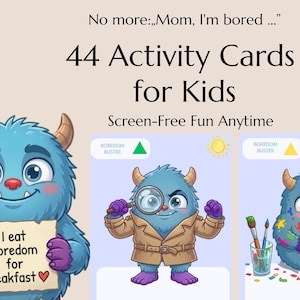 Boredom Buster Activity Cards for Kids | 44 Printable Cards | Screen-Free Fun | Indoor Outdoor Activities | Instant Download PDF