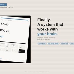 Adhd Checklist Bundle Printable | Adhd Planner PDF | Focus Kit Digital Download | ADHD Tools | Neurodivergent Planner | Productivity PDF