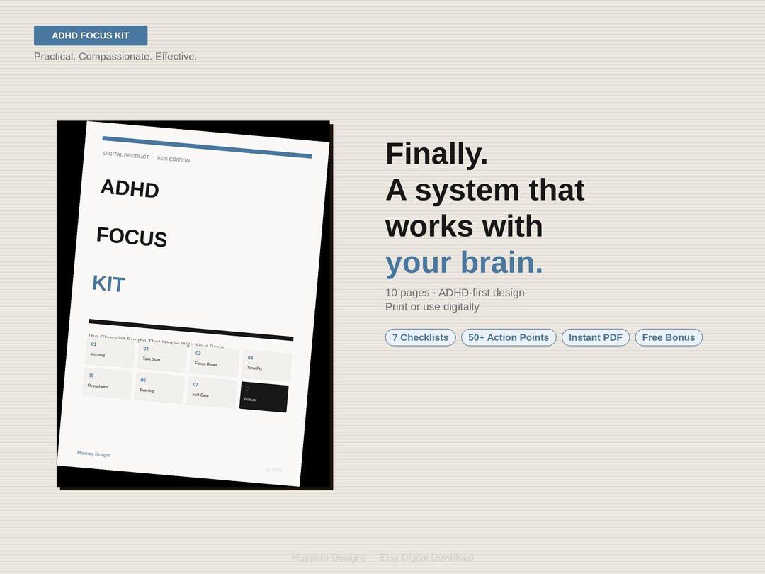 ADHD Checklist Bundle Printable | ADHD Planner PDF | Focus Kit Digital ...