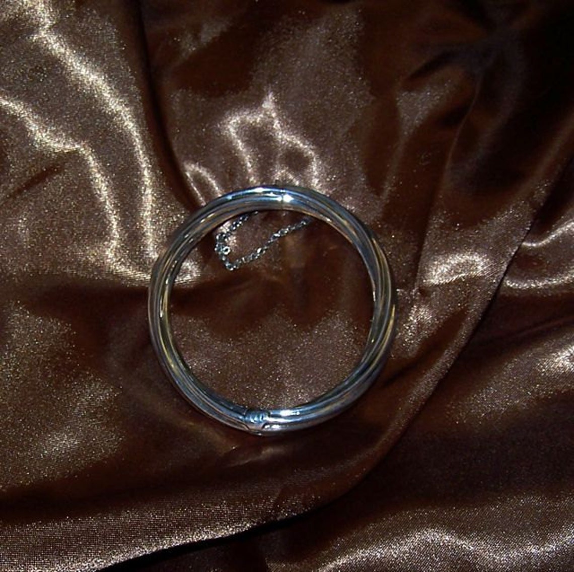 Vintage Sterling Silver Bangle Bracelet With Clasp and Safety Etsy
