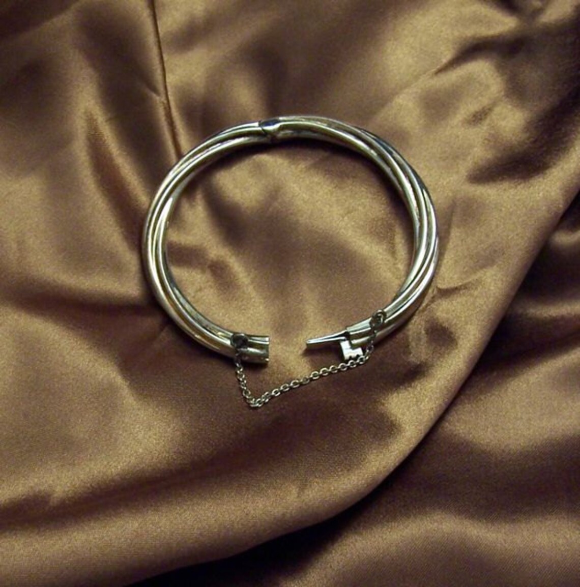 Vintage Sterling Silver Bangle Bracelet With Clasp and Safety Etsy