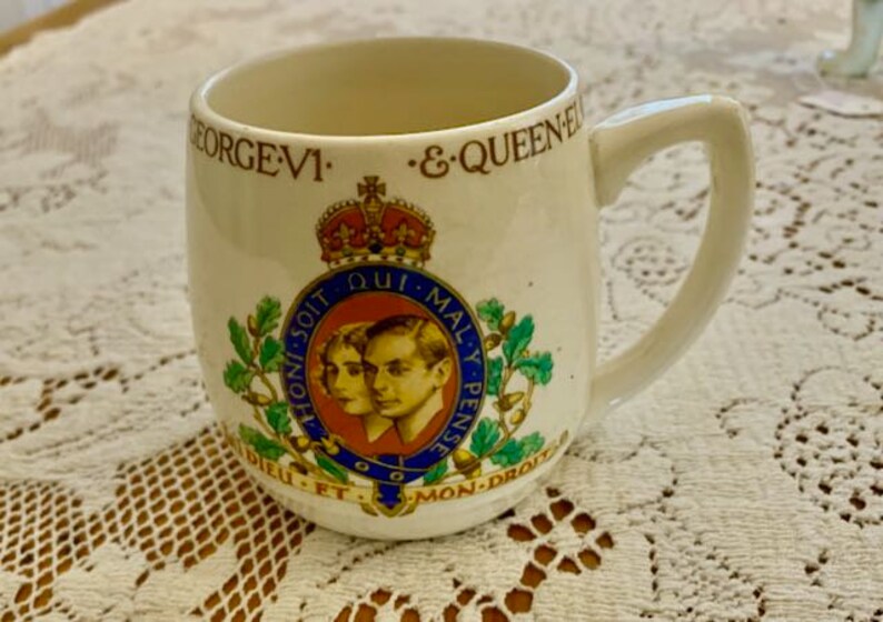 Antique c1937 Coronation Mug of King George V1 and Queen | Etsy