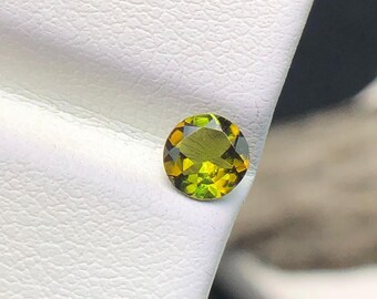 Natural Tourmaline Gem of the Rainbow Fire, Greenish Color Loose Gemstone, Faceted Tourmaline, October Birthstone