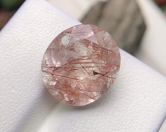 Natural Rutile Quartz Oval Gemstone,  Faceted Loose Stone