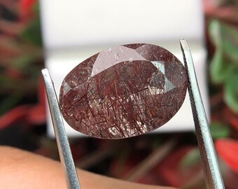 Natural Rutile Quartz Oval Gemstone,  Faceted Loose Stone