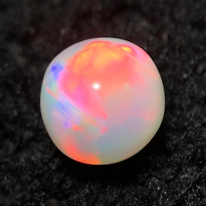 Natural Rainbow Fire Opal Sphere White Iridescent Healing Crystal (7.30 MM)