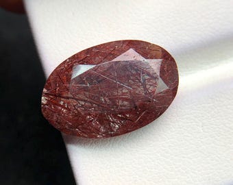 Natural Rutile Quartz Oval Gemstone,  Faceted Loose Stone