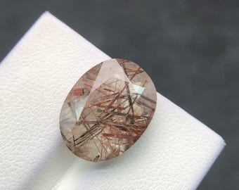 Natural Rutile Quartz Oval Gemstone,  Faceted Loose Stone