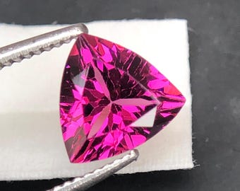 Natural Pink Garnet Trillion Gem | Triangle Cut Loose Gemstone | Faceted January Birthstone | (7.50 MM)