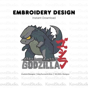 Giant Reptile Monster Embroidery Design, Machine Embroidery File, PES DST JEF & More, Instant Download