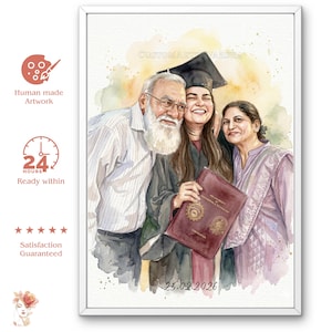 Custom Graduation Portraits | Personalized Watercolor Illustration | Convocation Photo Art | College Memory Keepsake (Digital Download)
