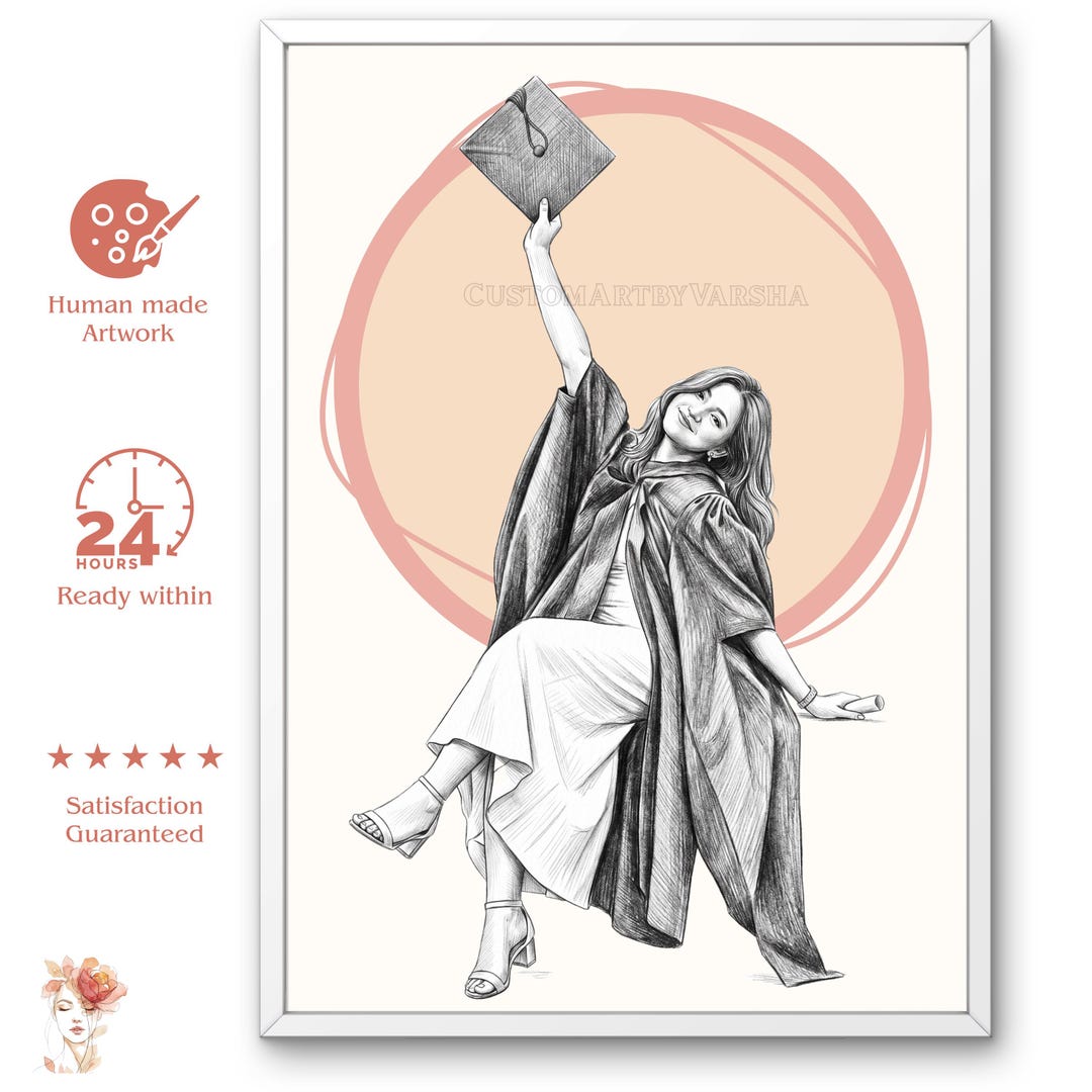 Custom Hand-drawn Graduation Portrait | Convocation Pencil Sketch ...