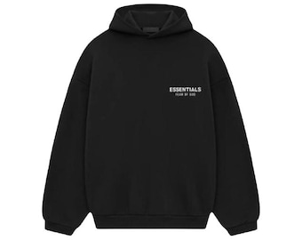 Sudadera con capucha extragrande negra Essentials de estilo minimalista, sudadera con capucha unisex tipo jersey,