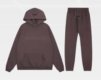 Conjunto deportivo unisex de algodón hecho a mano con sudadera con capucha y pantalón de chándal.