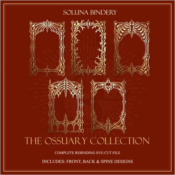 5 Skeleton & Bone Rebinding Sets | Gothic Book Cover SVG Bundle  | Ossuary Collection