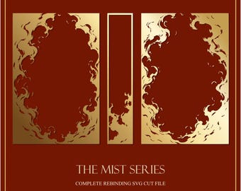 Paquete de imágenes SVG de marcos decorativos de humo dorados / Imágenes prediseñadas de bordes decorativos / Elementos de marco / Diseño de portadas de libros