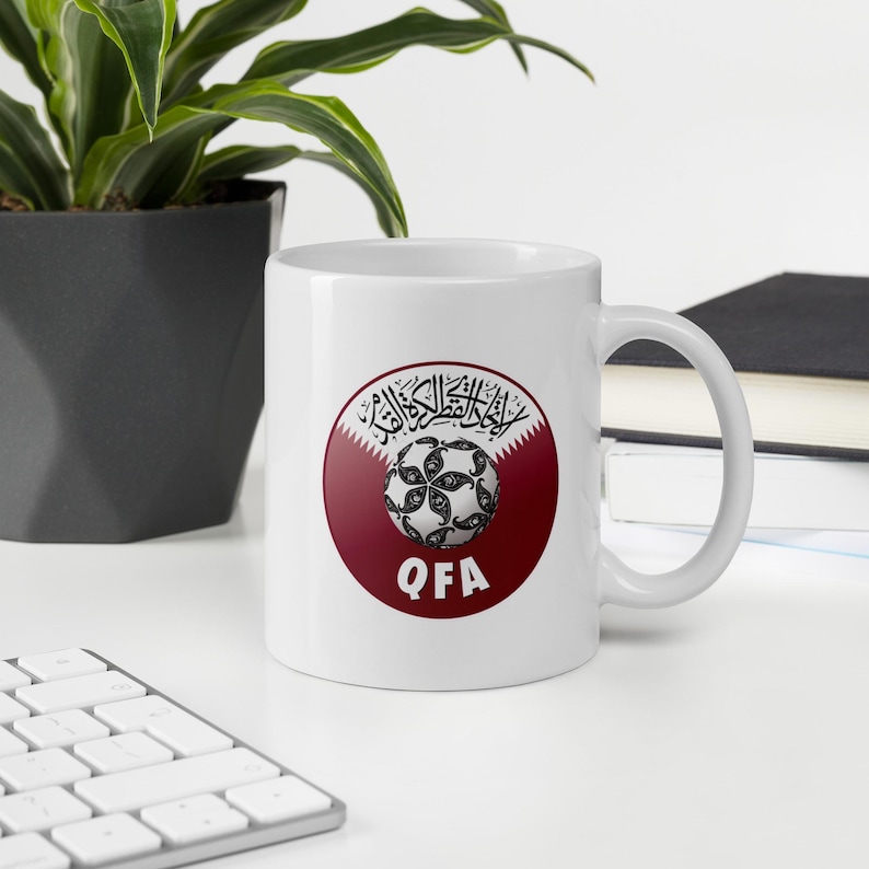 Qatar Crest Badge 2026 FIFA World Cup White glossy mug