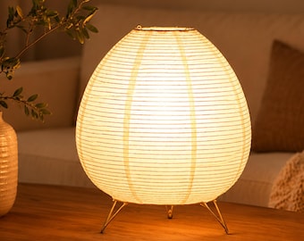 Japanische Reispapierlaterne Tischlampe, Nachttischlampe im Akari-Stil, Wohnzimmerdekor, Schlafzimmernachtlampe, gemütliche Umgebungsbeleuchtung