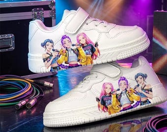 KPop Demon Hunters Kids Shoes, Super Girls Graphic Sneakers, KPop Fan Footwear, KPop Fan Shoes, Rumi Zoey Sheos