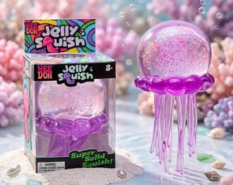 NeeDoh Glitter Jellyfish Squishy Toy, Sensory Fidget Stress Ball