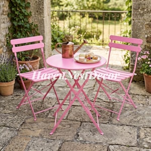 3 Piece Folding Bistro Set, Outdoor Coffee Table and 2 Chairs, Space Saving Weather Resistant Patio Conversation Set for Balcony Porch