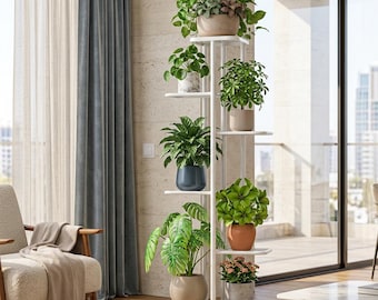 8-laags metalen plantenstandaard | Rek voor bloempotten voor binnen en buiten | Hoekplankorganizer voor tuin | Meerlaags ijzeren plantenhouderdecor voor terras