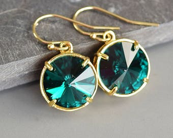 May Birthstone Earrings Gold Emerald Green Earrings May Jewelry for Mom Birthday Gift Mothers Day Gifts May Birthstone Jewelry