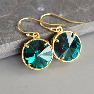 May Birthstone Earrings Gold Emerald Green Earrings May Jewelry for Mom Birthday Gift Mothers Day Gifts May Birthstone Jewelry image 1