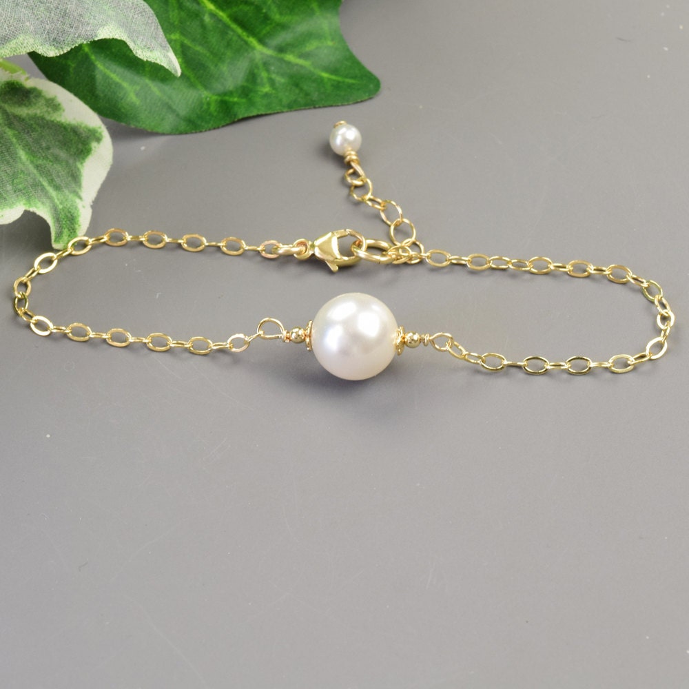 White Pearl Bracelet Gold White Swarovski Pearl Bridesmaid | Etsy