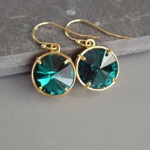 May Birthstone Earrings Gold Emerald Green Earrings May Jewelry for Mom Birthday Gift Mothers Day Gifts May Birthstone Jewelry image 4
