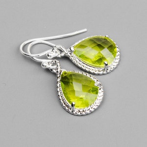 Apple Green Earrings Silver and Green Glass Drop Earrings Bridesmaid Gift Bridesmaid Earrings Wedding Jewelry Bridesmaid Jewelry image 2