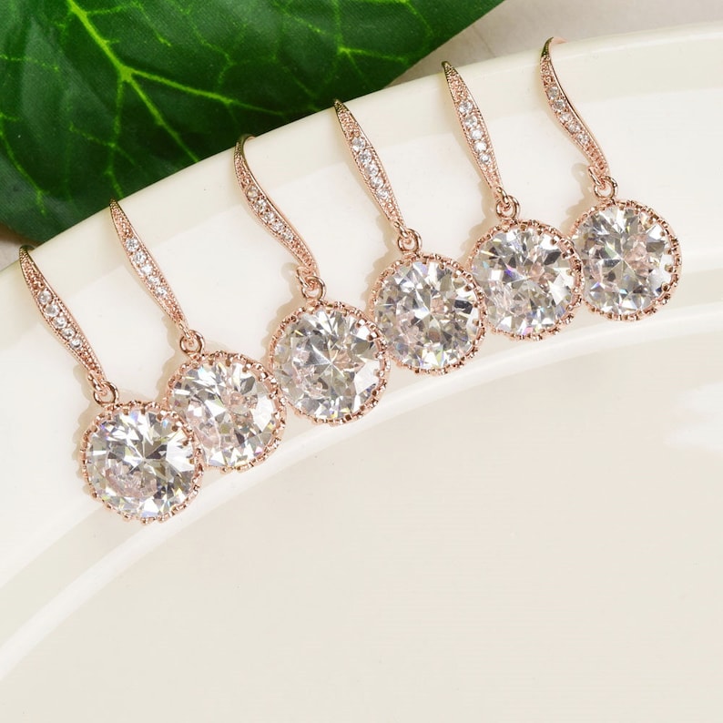 rose gold bridesmaid earrings