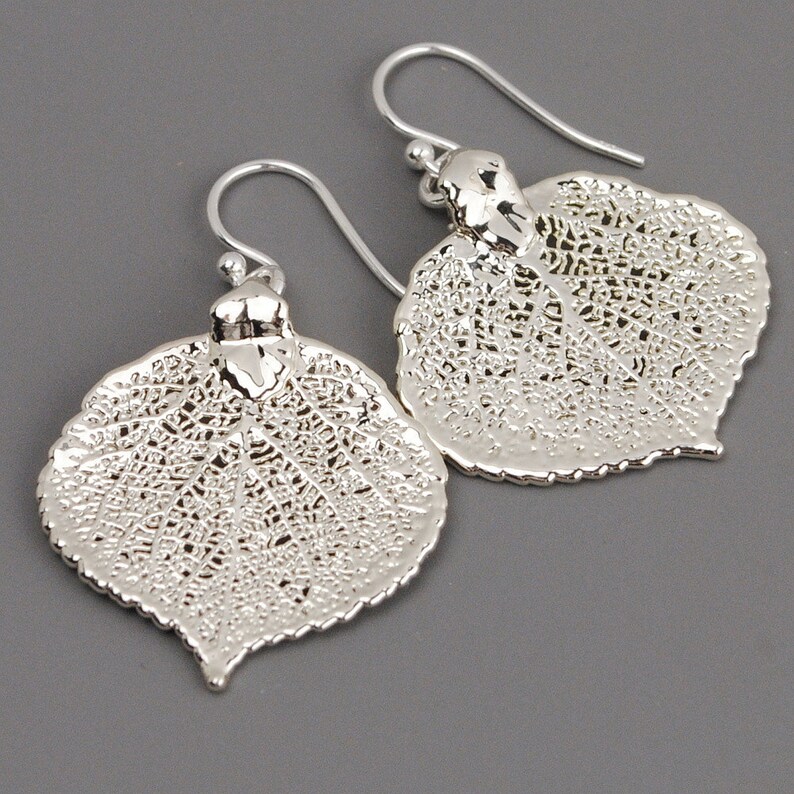 Leaf Earrings Sterling Silver Drop Earrings Nature Jewelry Outdoors Gift for Mom Dangle Earrings Silver Leaf Jewelry