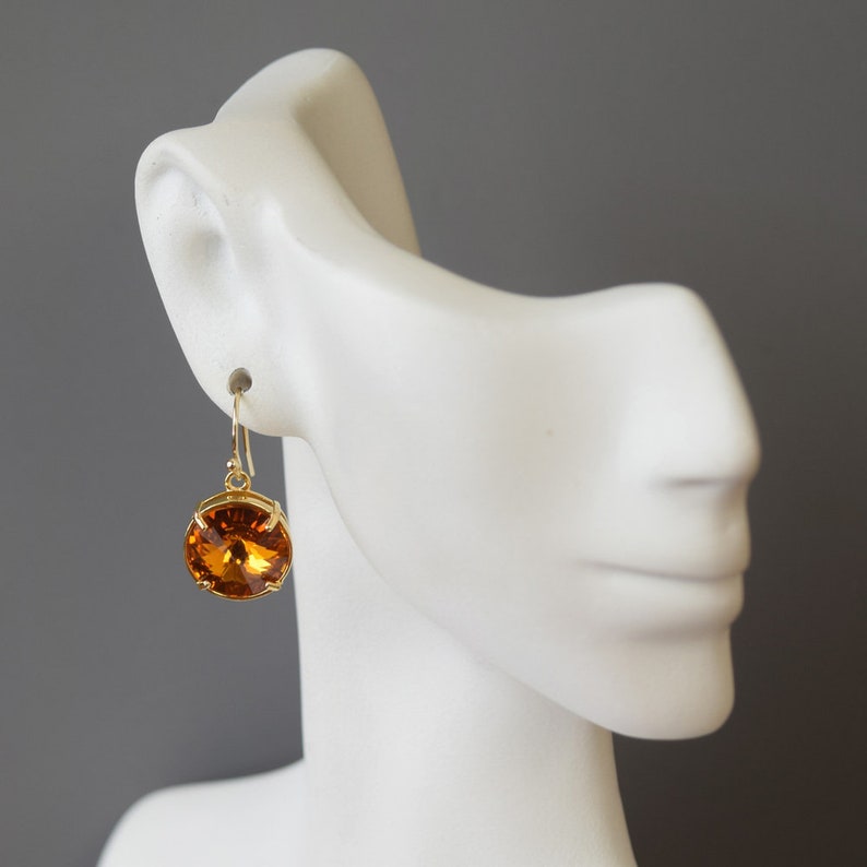 November Birthstone Earrings Gold Topaz Earrings Crystal Jewelry Mom Birthday Gift from Daughter Birthstone Jewelry image 3