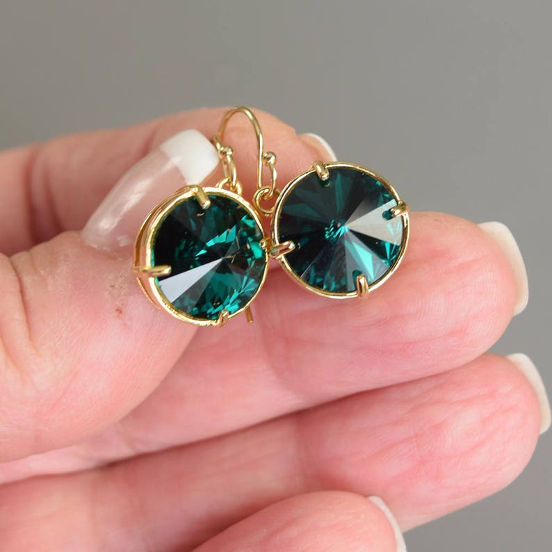May Birthstone Earrings Gold Emerald Green Earrings May Jewelry for Mom Birthday Gift Mothers Day Gifts May Birthstone Jewelry image 2