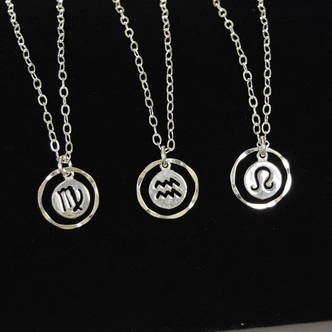 Zodiac Necklace Sterling Silver Horoscope Jewelry Zodiac Gift Celestial