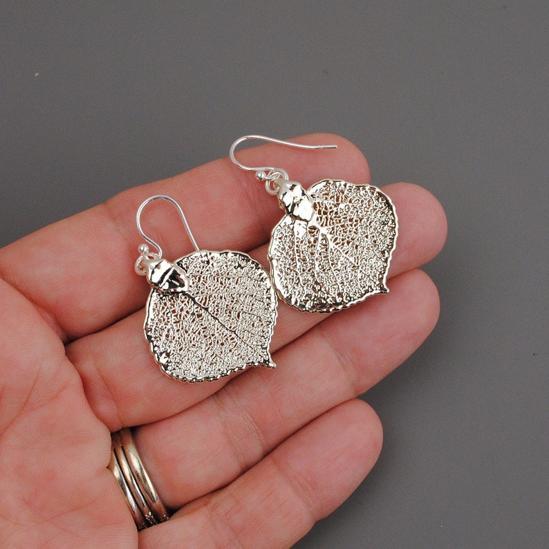 Leaf Earrings Sterling Silver Drop Earrings Nature Jewelry Outdoors Gift for Mom Dangle Earrings Silver Leaf Jewelry