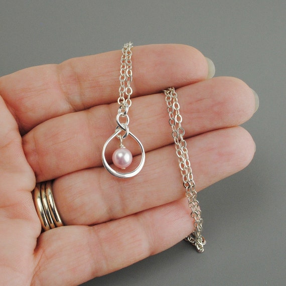 Pink Pearl Necklace Sterling Silver 