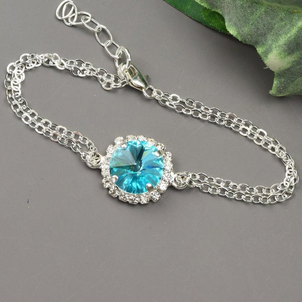 Blue Bracelet - Turquoise Blue  Crystal Bracelet - Aqua Blue Bridesmaid Bracelet - Wedding Jewelry - Bridal - Bridesmaid Bracelet