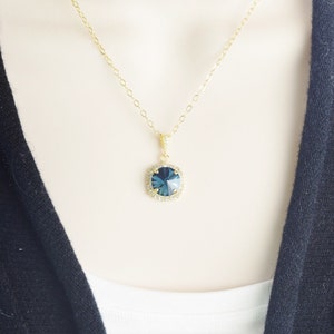 Navy Blue Crystal Drop Earrings Gold Something Blue Bridal Earrings Wedding Jewelry for Bridemaids Gift Earrings Jewelry image 5