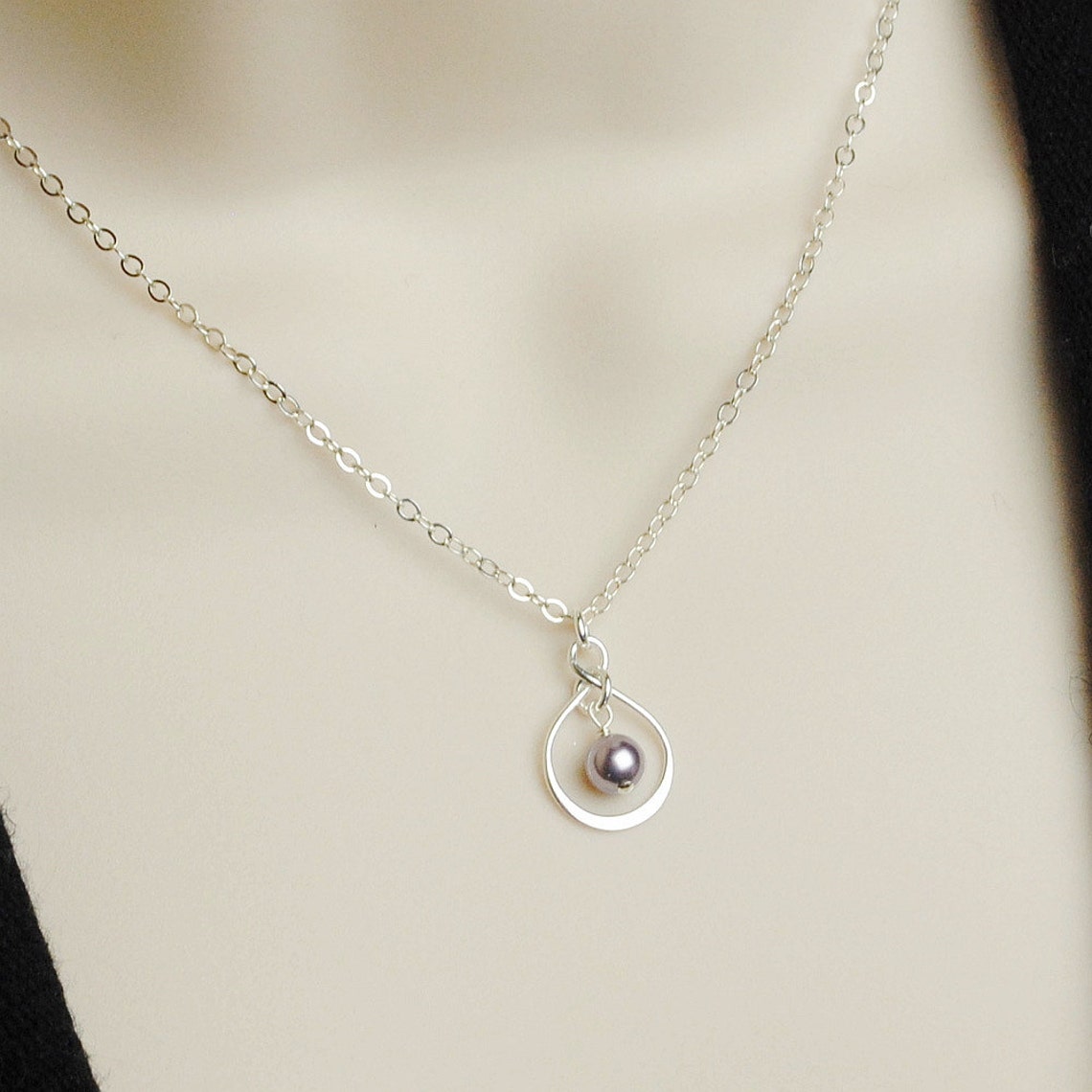 Pearl Infinity Necklace Sterling Silver Inifintiy Necklace - Etsy