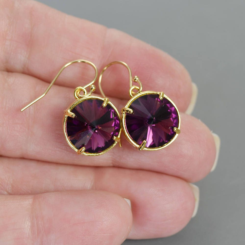 February Birthstone Earrings for Mom Purple Earrings Amethyst | Etsy