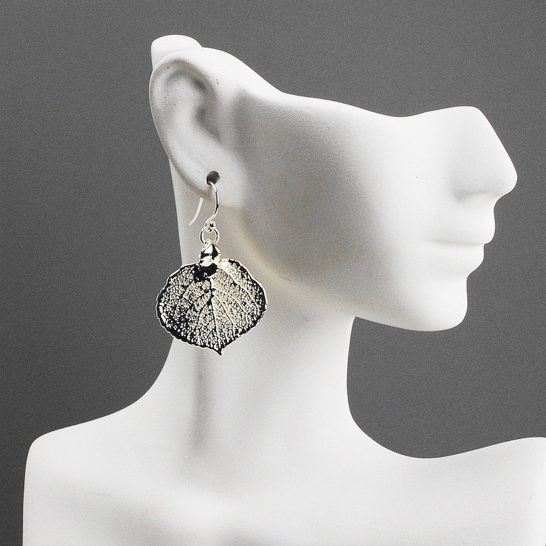 Leaf Earrings Sterling Silver Drop Earrings Nature Jewelry Outdoors Gift for Mom Dangle Earrings Silver Leaf Jewelry