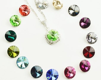 Crystal Necklace - Choose Your Color Crystal Bridesmaid Necklace -  Crystal Pendant Necklace - Wedding Jewelry - Bridal