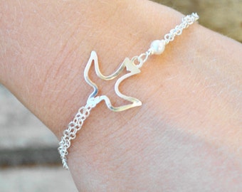 Peace Dove Bracelet Sterling Silver Religious Jewelry Christian Bracelets for Women Inspirational Gifts for Her Best Friend Gift